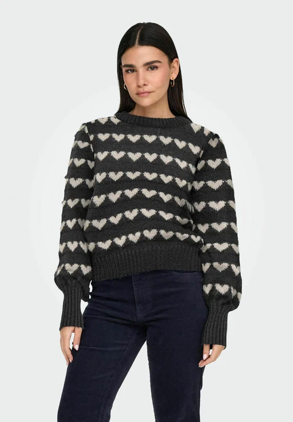 JDYSIGRID LIFE ON PUFF - Jumper - dark grey melange
