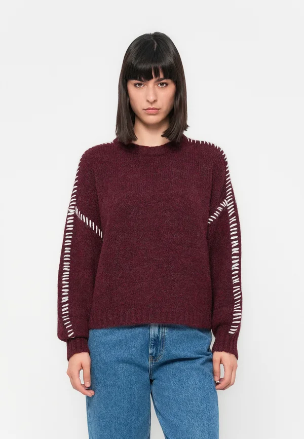 JDYZOEY LIFE ON STITCH NOOS - Jumper - maroon banner/birch