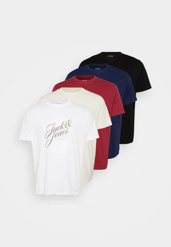 JORINWOOD TEE 5 PACK - Print T-shirt - tibetan red/brightwhite/antiquewhite/black/ocean