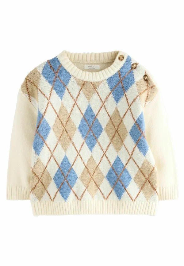 Jumper - cream argyle