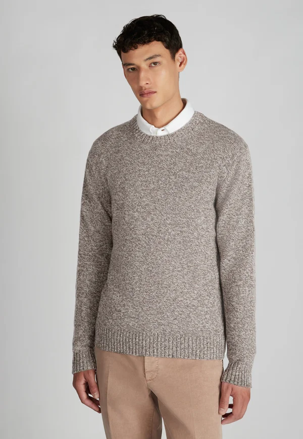 Jumper - dark brown beige mouliné