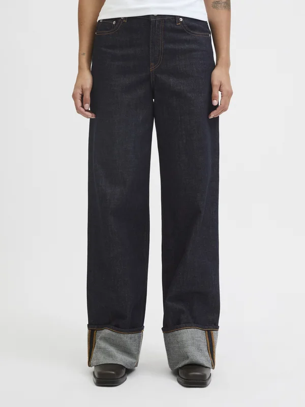 JXTOKYO VEGA FOLD UP - Wide Leg - dark blue denim