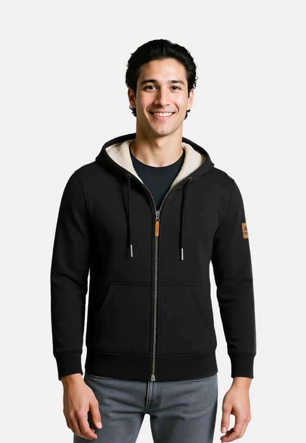 KAPUZEN MIT FUTTER - Zip-up sweatshirt - schwarz