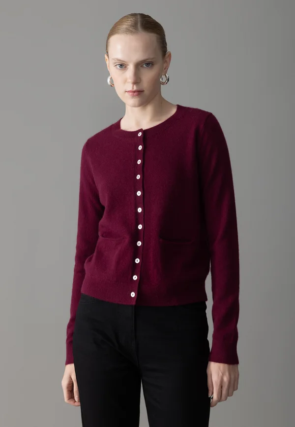KNIT CARDIGAN CASHMERE - Cardigan - burgundy