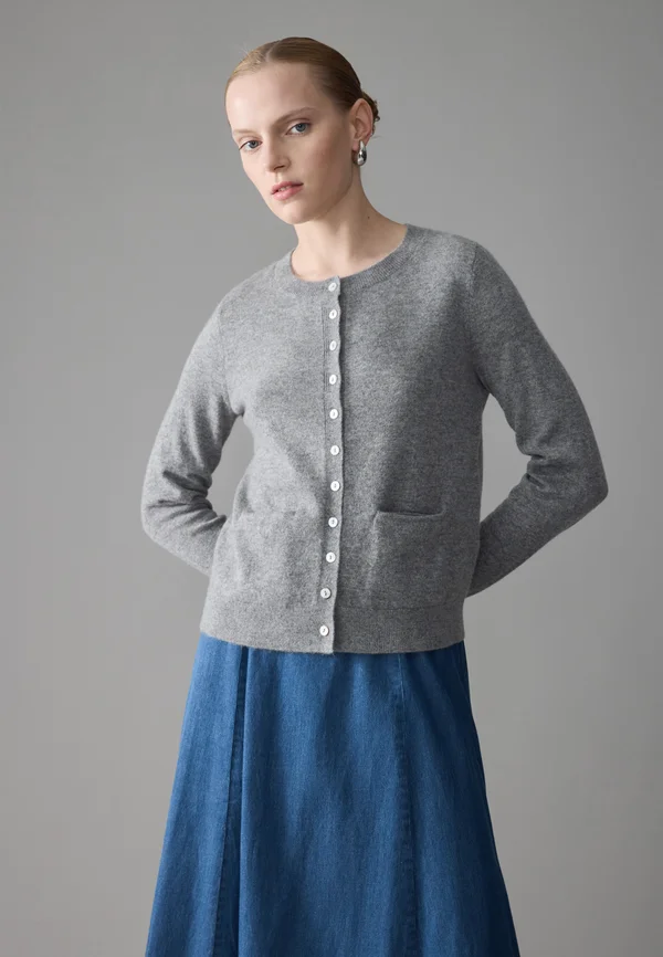 KNIT CARDIGAN CASHMERE - Cardigan - mid grey melange