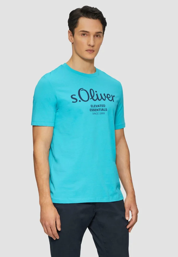 KURZARM - Print T-shirt - pastelltürkis