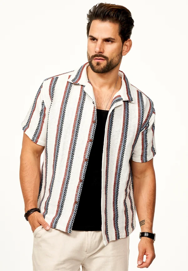 KURZARM RETRO-STRIPE - Shirt - blue russet