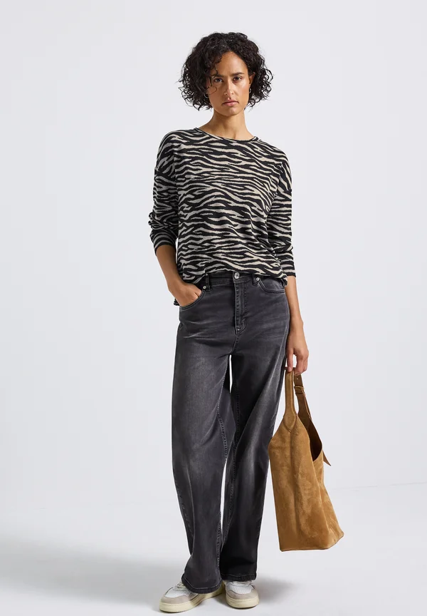 KUSCHELIGES JACQUARD - Long sleeved top - schwarz