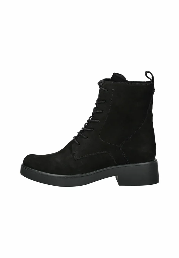 Lace-up ankle boots - black nubuc