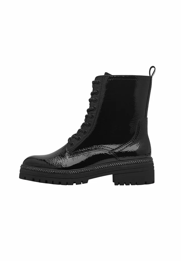 Lace-up ankle boots - black patent