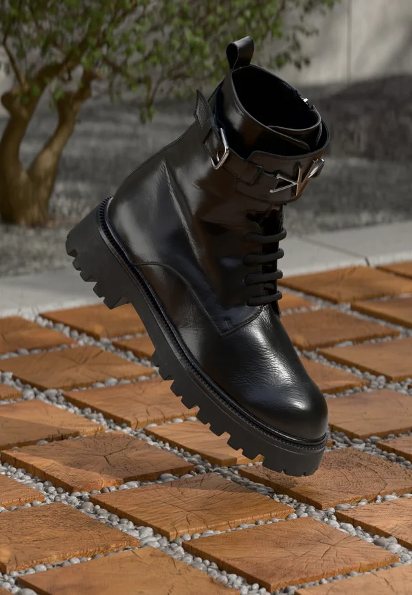 Lace-up ankle boots - black