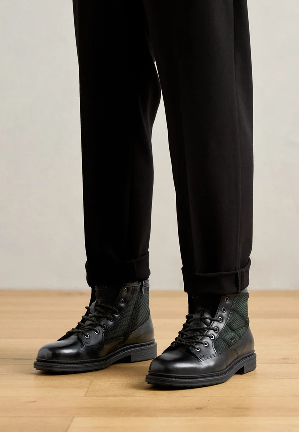 Lace-up ankle boots - black/dark green