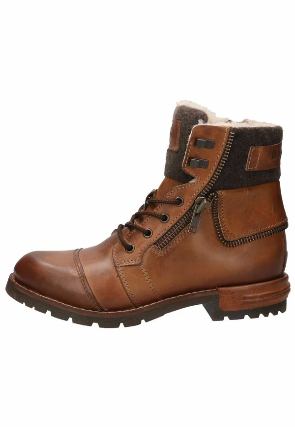 Lace-up ankle boots - cognac brown