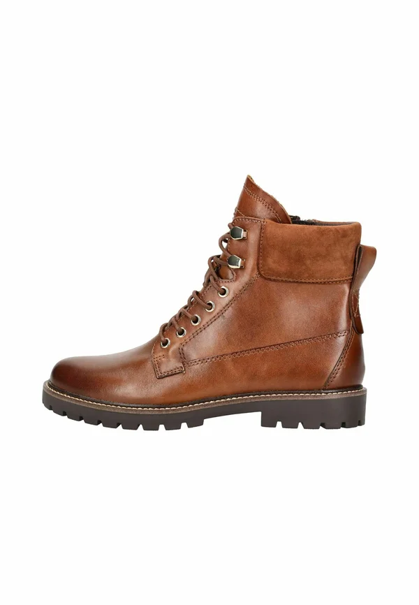 Lace-up ankle boots - cognac comb