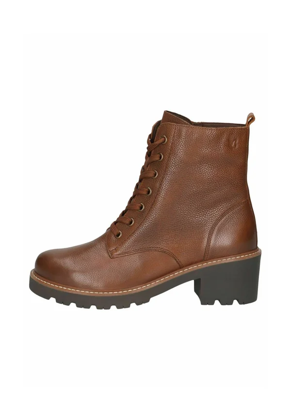 Lace-up ankle boots - cognac nappa