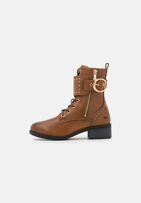 Lace-up ankle boots - cognac