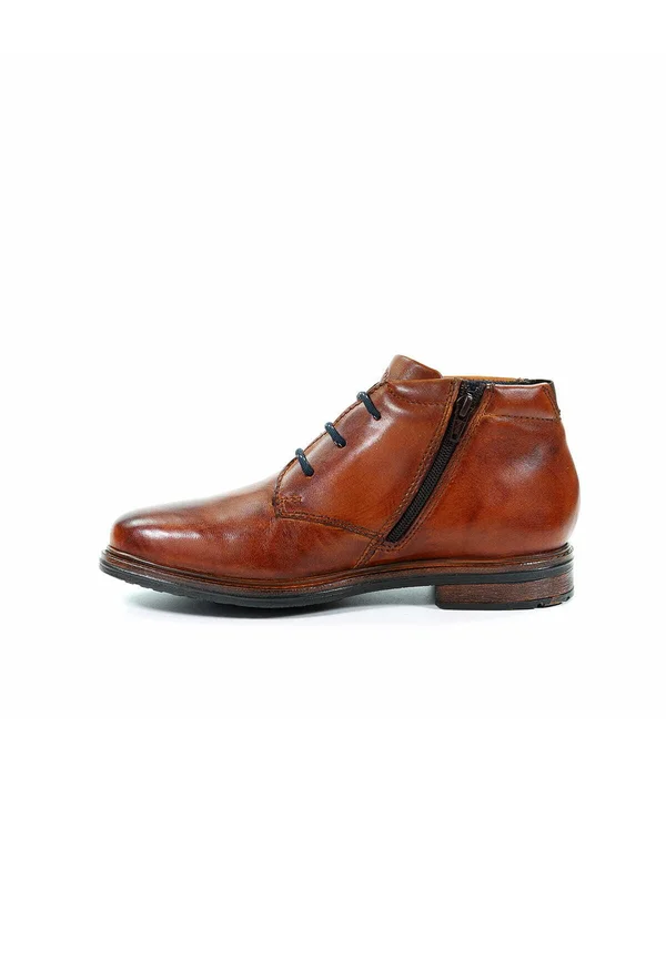 Lace-up ankle boots - cognac