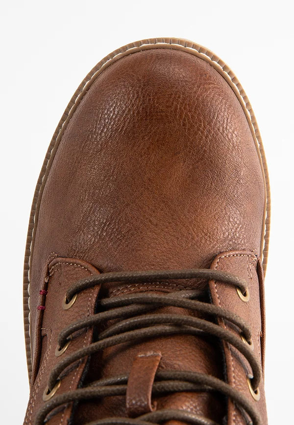 Lace-up ankle boots - cognac