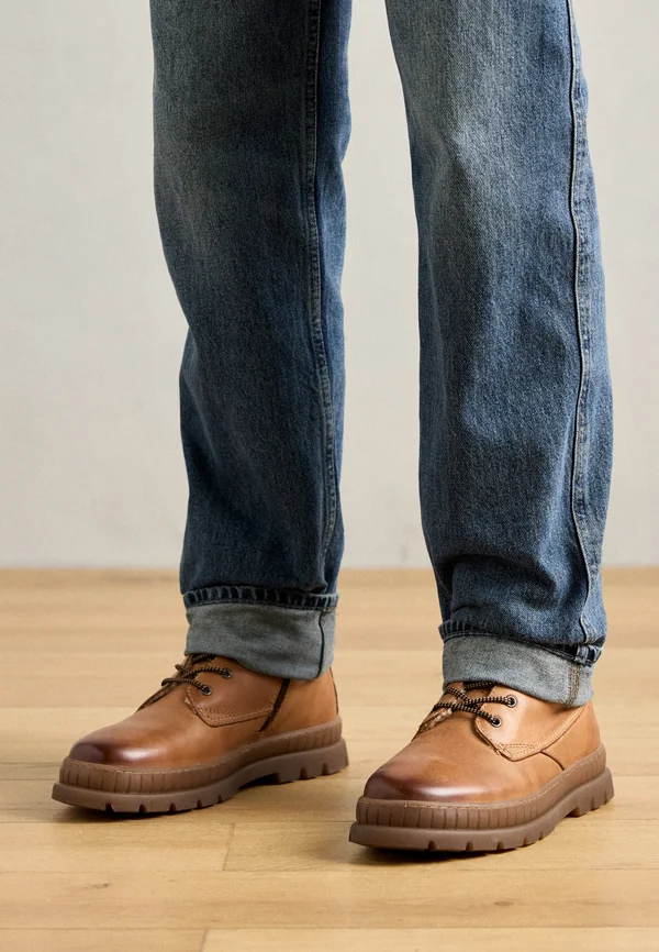 Lace-up ankle boots - cognac