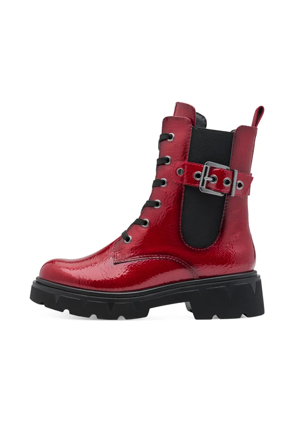 Lace-up ankle boots - dk red pat