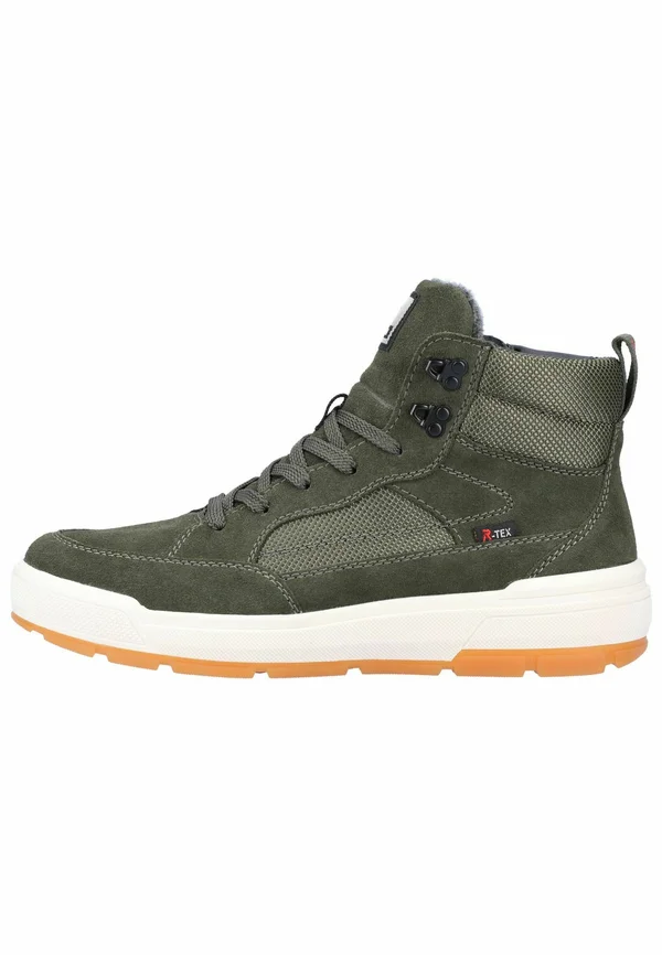 Lace-up ankle boots - khaki schwarz moor
