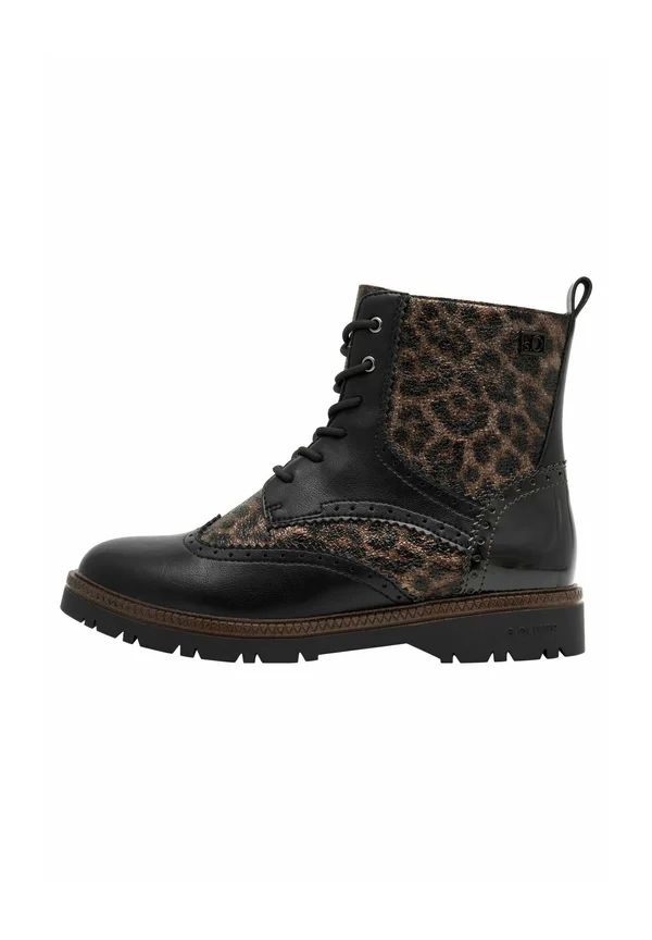Lace-up ankle boots - leopard comb.