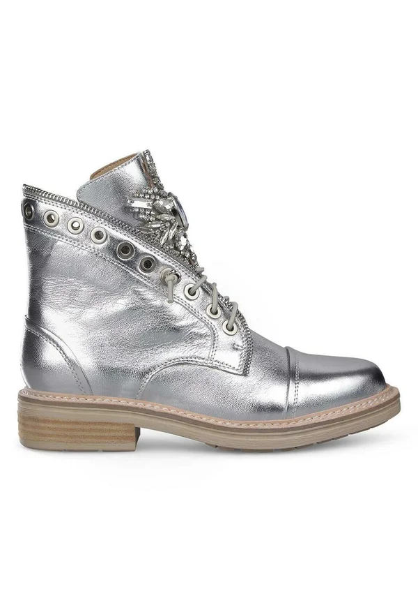 Lace-up ankle boots - plateado