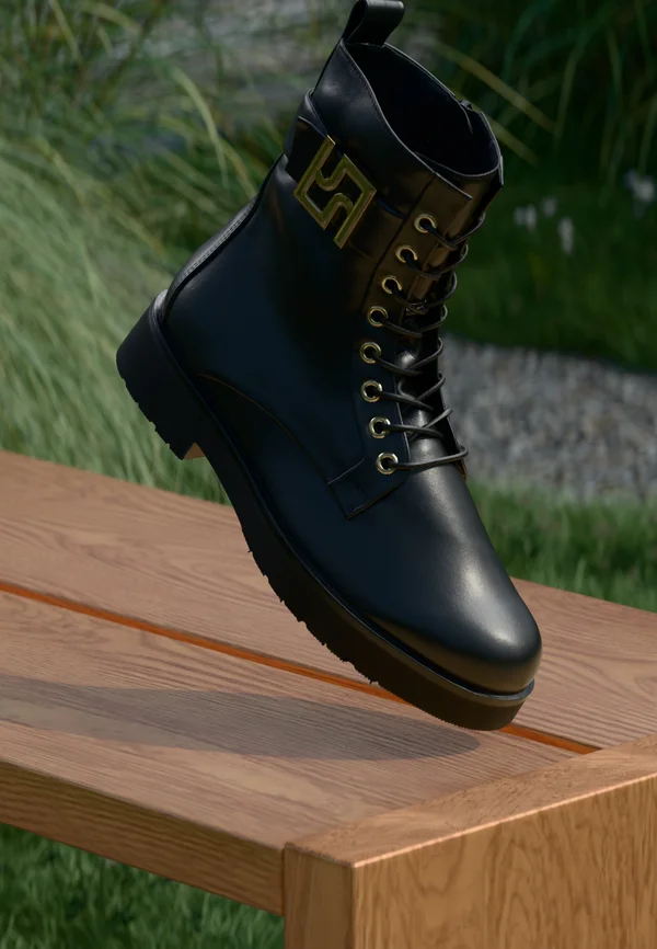Lace-up ankle boots - schwarz