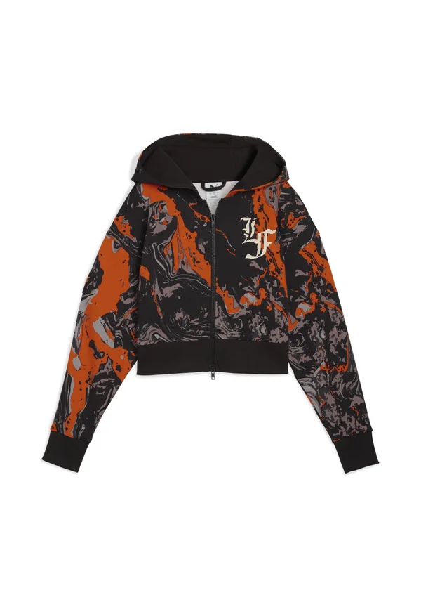 LAFRANCÉ HEEM CROP KAPUZEN - Zip-up sweatshirt - orange glo aop