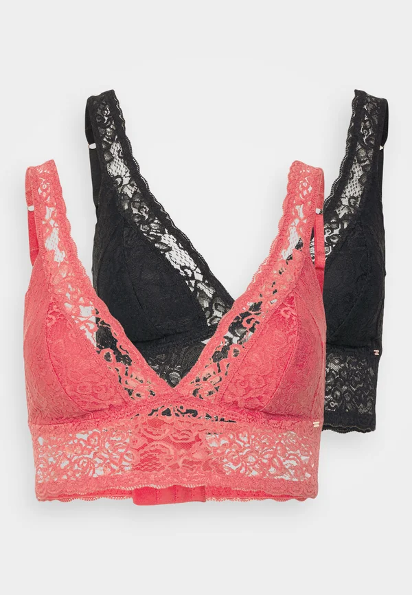 LANA 2 PACK - Triangle bra - coral/black