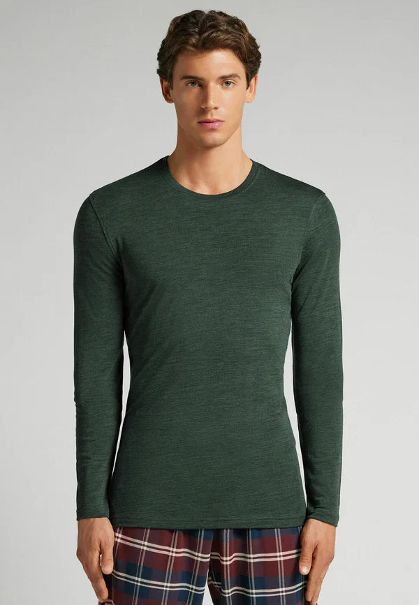 LANGARM-AUS RUNDER AUSSCHNITT - Long sleeved top - green