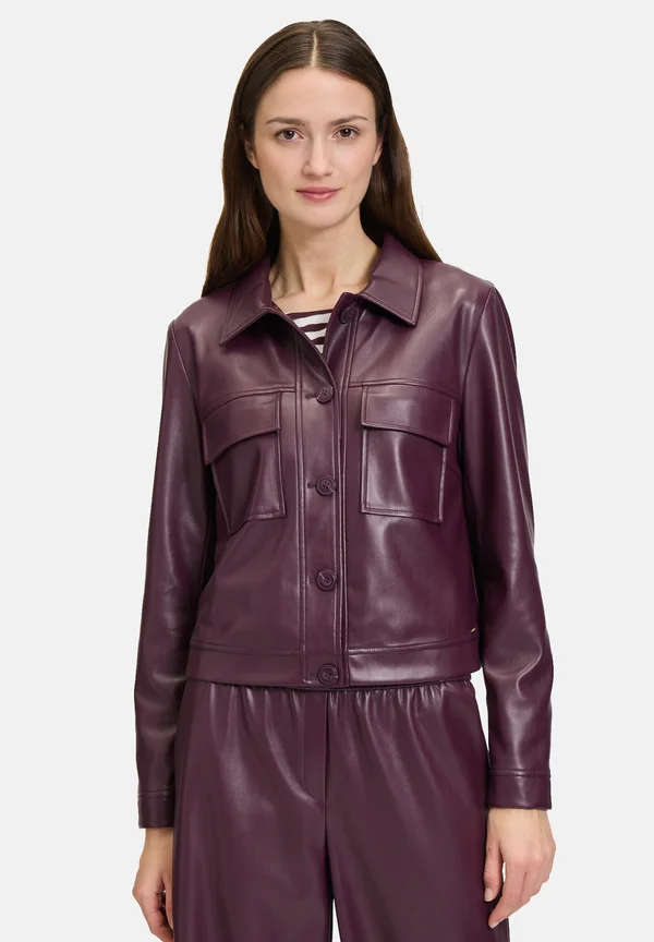 LANGARM - Faux leather jacket - dark aubergine