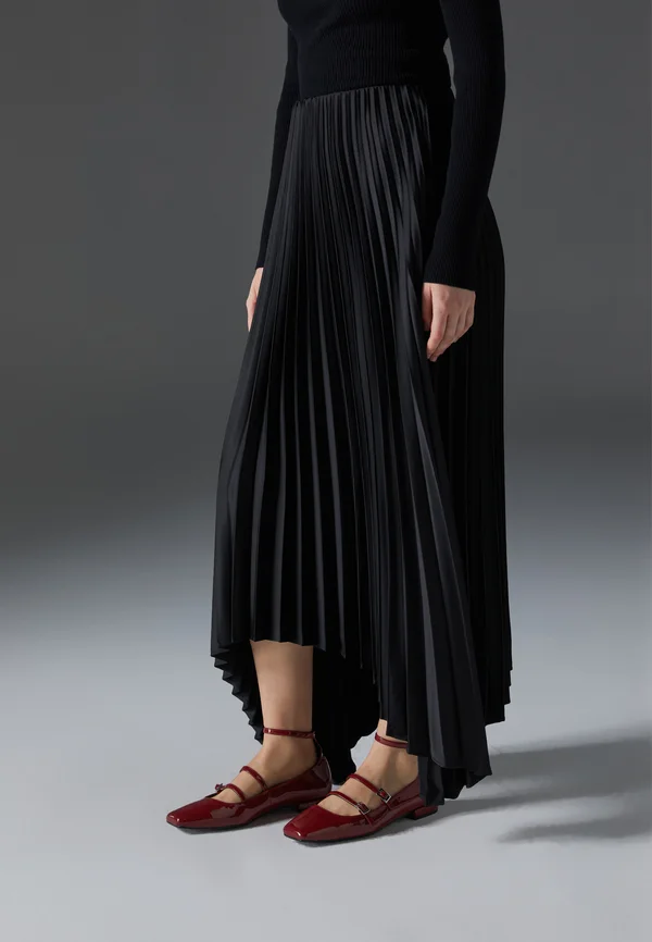 LEATHER - Ankle strap ballet pumps - dark red