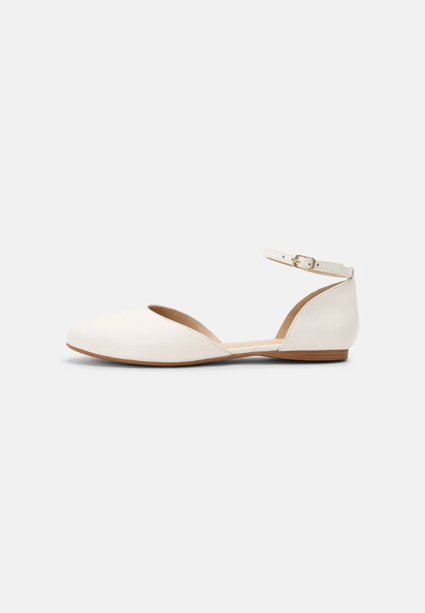 LEATHER - Ankle strap ballet pumps -  white