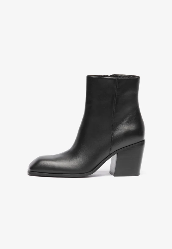 LEATHER - High heeled ankle boots - black