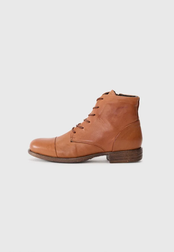 LEATHER - Lace-up ankle boots - cognac