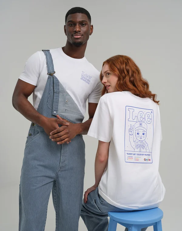 LEE x CRAYOLA TEE UNISEX - Print T-shirt - bright white