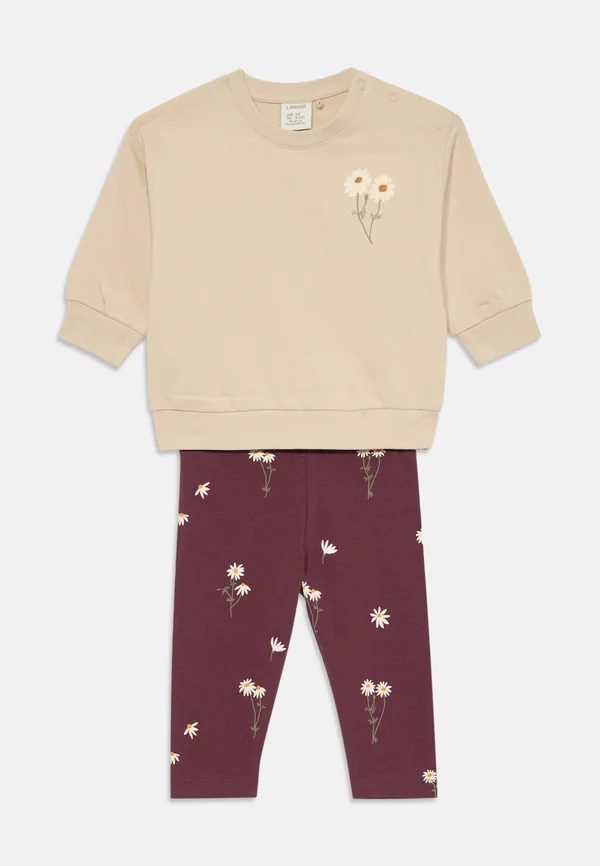 LEGGINGS EMB AT CHEAST SET - Tracksuit - light beige