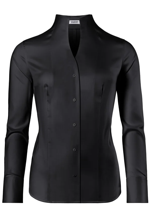 LEICHT SOFT KELCHKRAGEN - Button-down blouse - schwarz