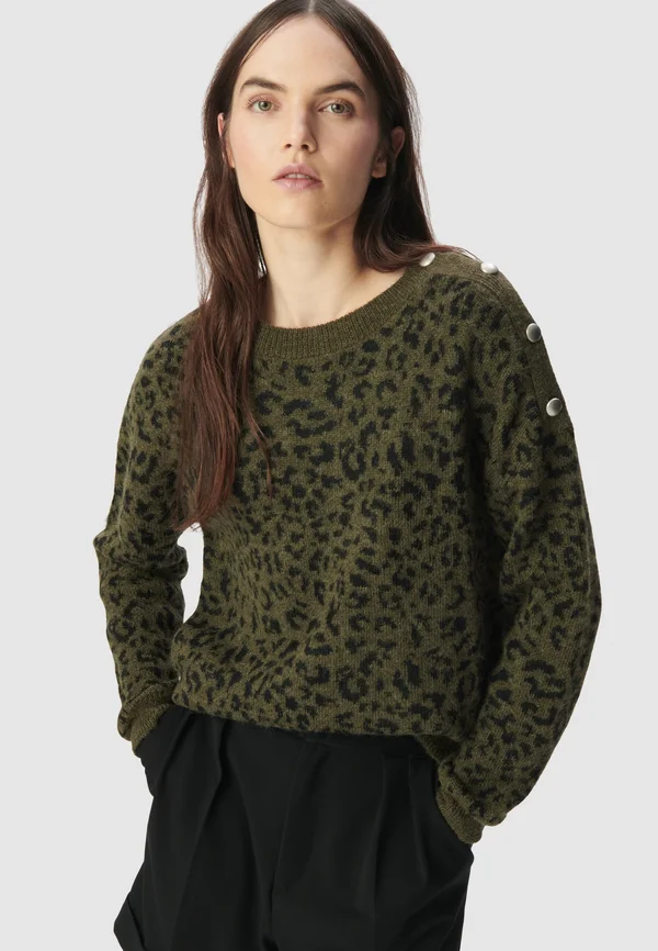 LEOPARD PATTERN JACQUARD WINTER  - Jumper - vert kaki