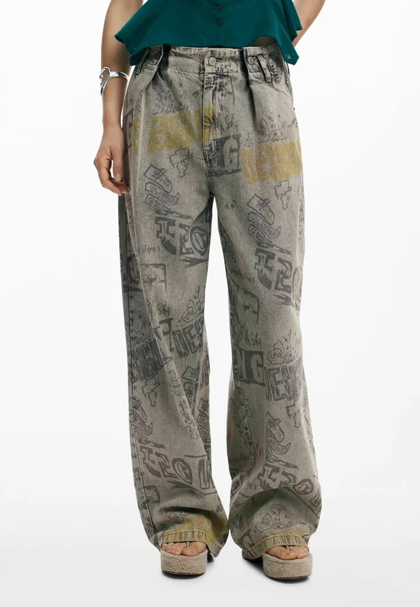 LETTERING  - Relaxed fit jeans - gray