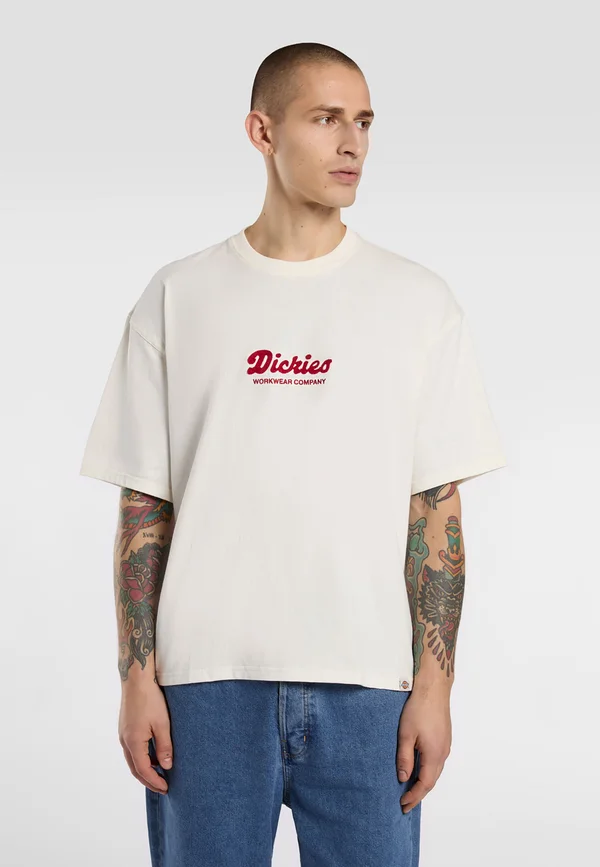 LEWISTOWN EMBRO TEE - Print T-shirt - egret
