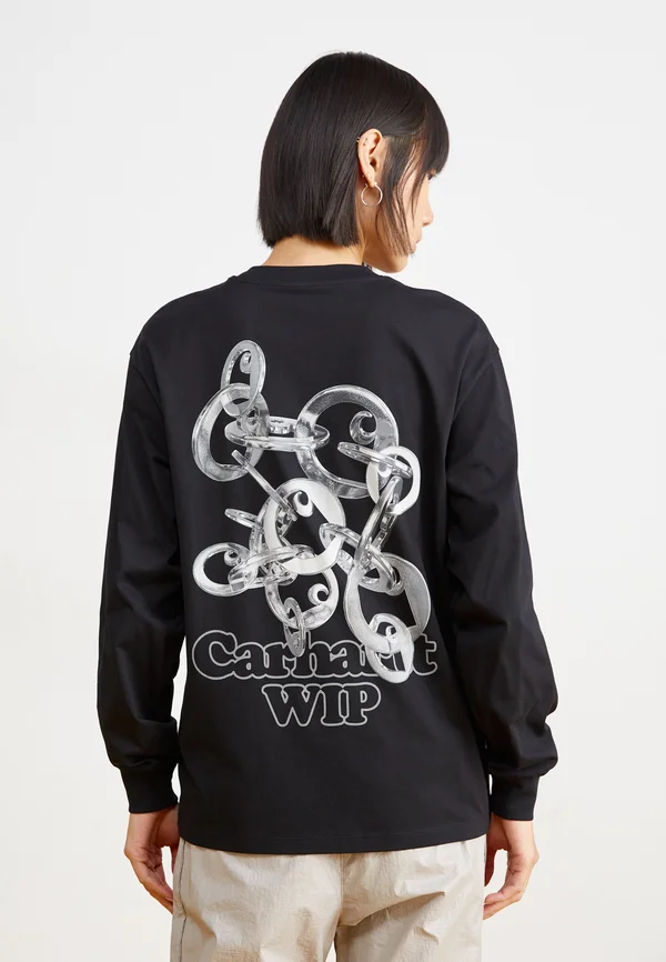 LINKED CHARMS - Long sleeved top - black/silver