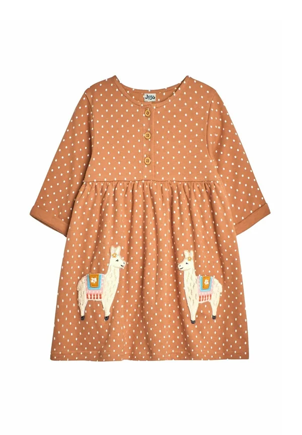 LLAMA APPLIQUÉ BUTTON FRONT  - REGULAR FIT - Jersey dress - brown