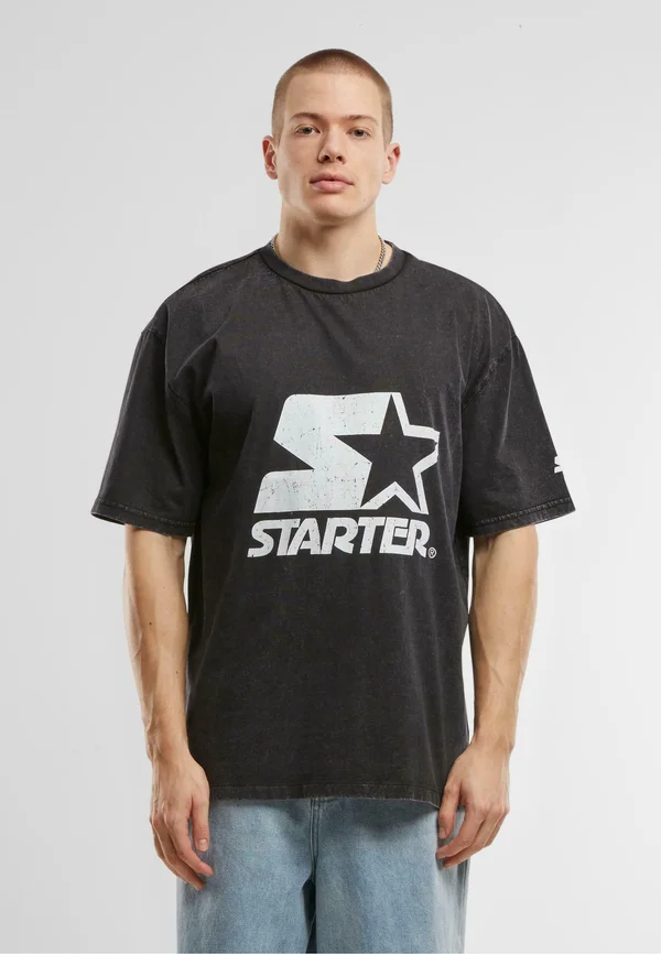 LOGO OVERSIZE  TEE - Print T-shirt - black acid washed