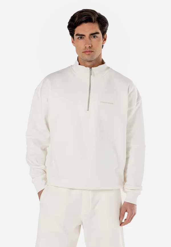 LOGO OVERSIZED HALFZIP - Sweatshirt - washed warm white gum