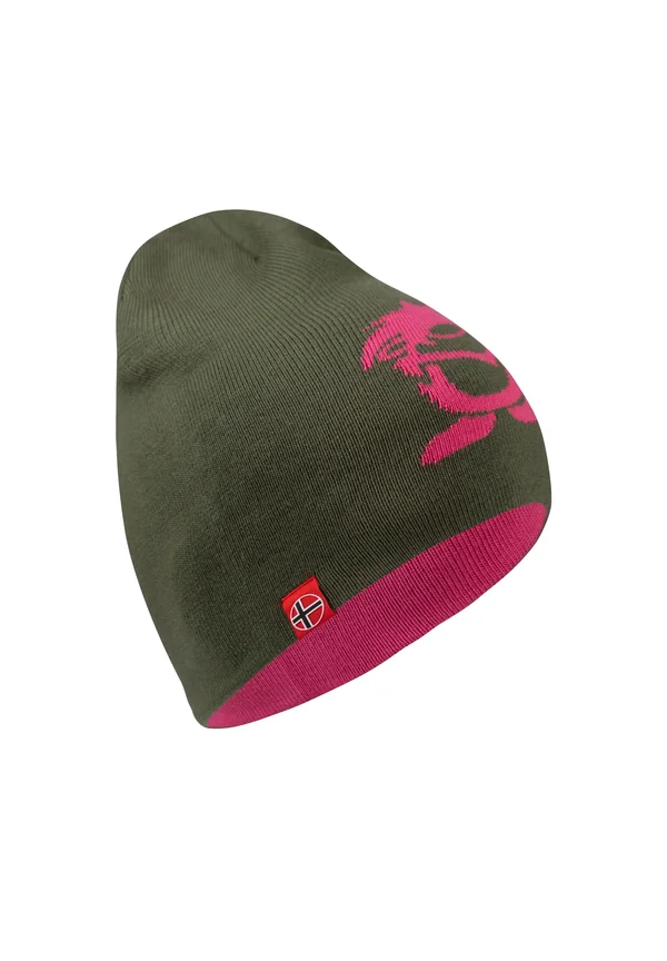 LONG - Beanie - dusky olive light magenta