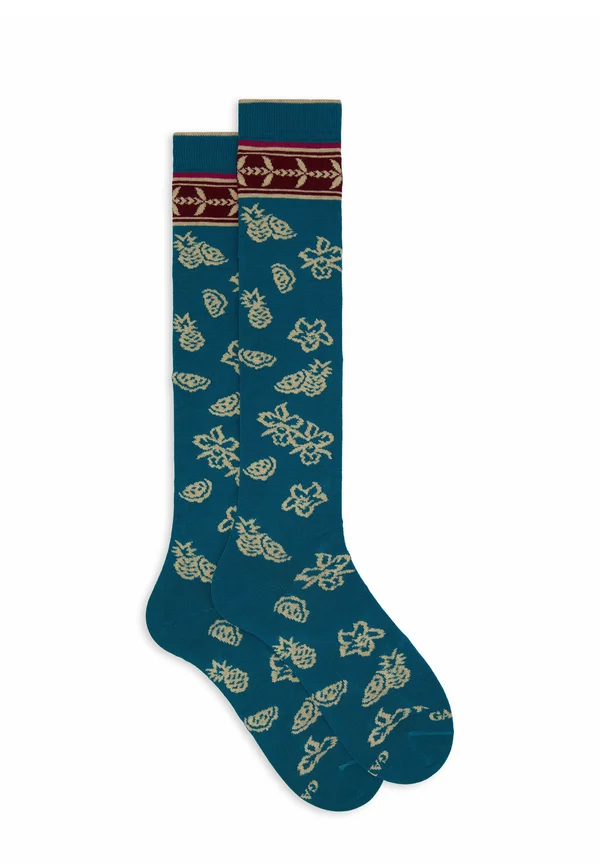 LONG FLOWER PINEAPPLE AND WATERMELON MOTIF - Socks - blu