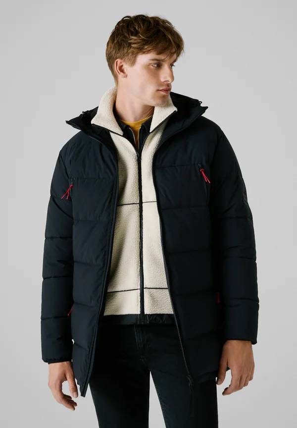 LONG LENGTH PUFFER - Down coat - black