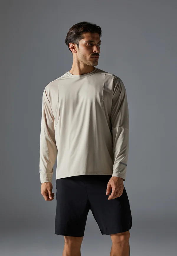 LONG SLEEVE TOP WITH REFLECTIVE STRIP - Long sleeved top - beige